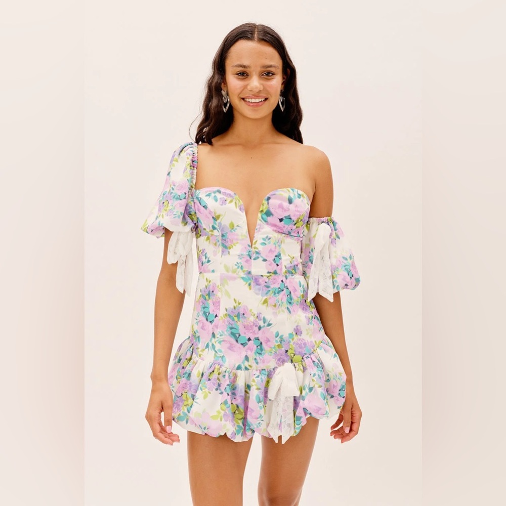 For Love & Lemons Alice Mini Dress in Lavender